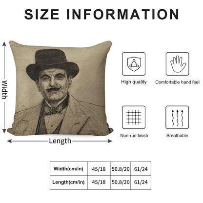 Hercule Poirot (David Suchet) Soft Decorative Cover Throw Pillow