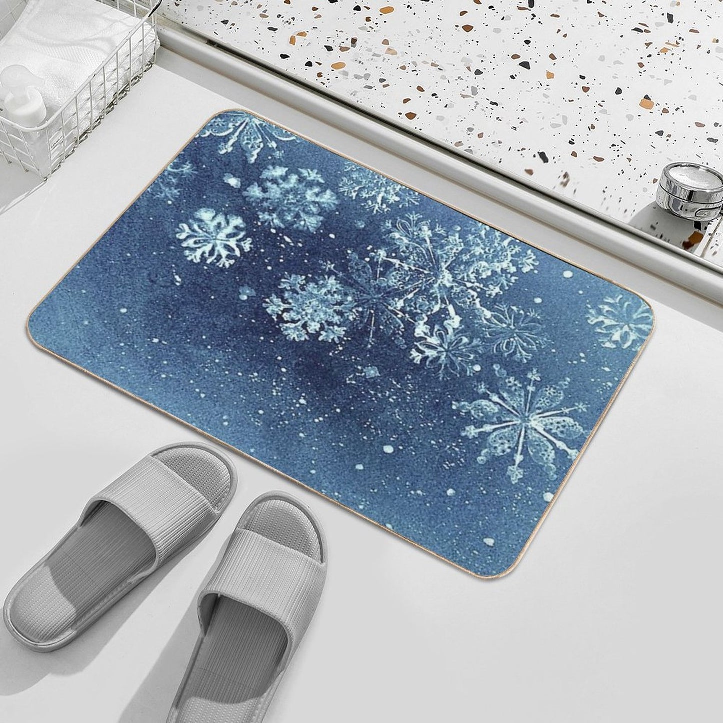 Falling Snowflakes  Repositionable Bath Mat