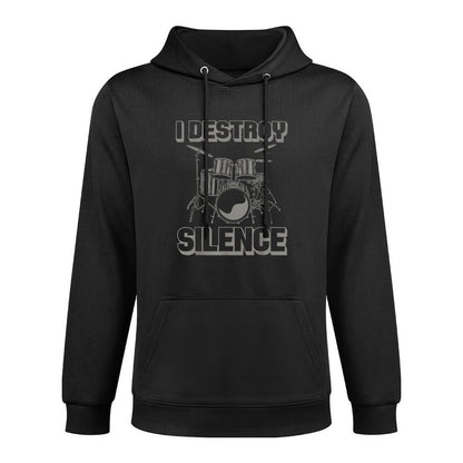 I Destroy Silence Funny Drummer Drum Player Music Pun Outfit Medium-Weight Fabric Hoodie
