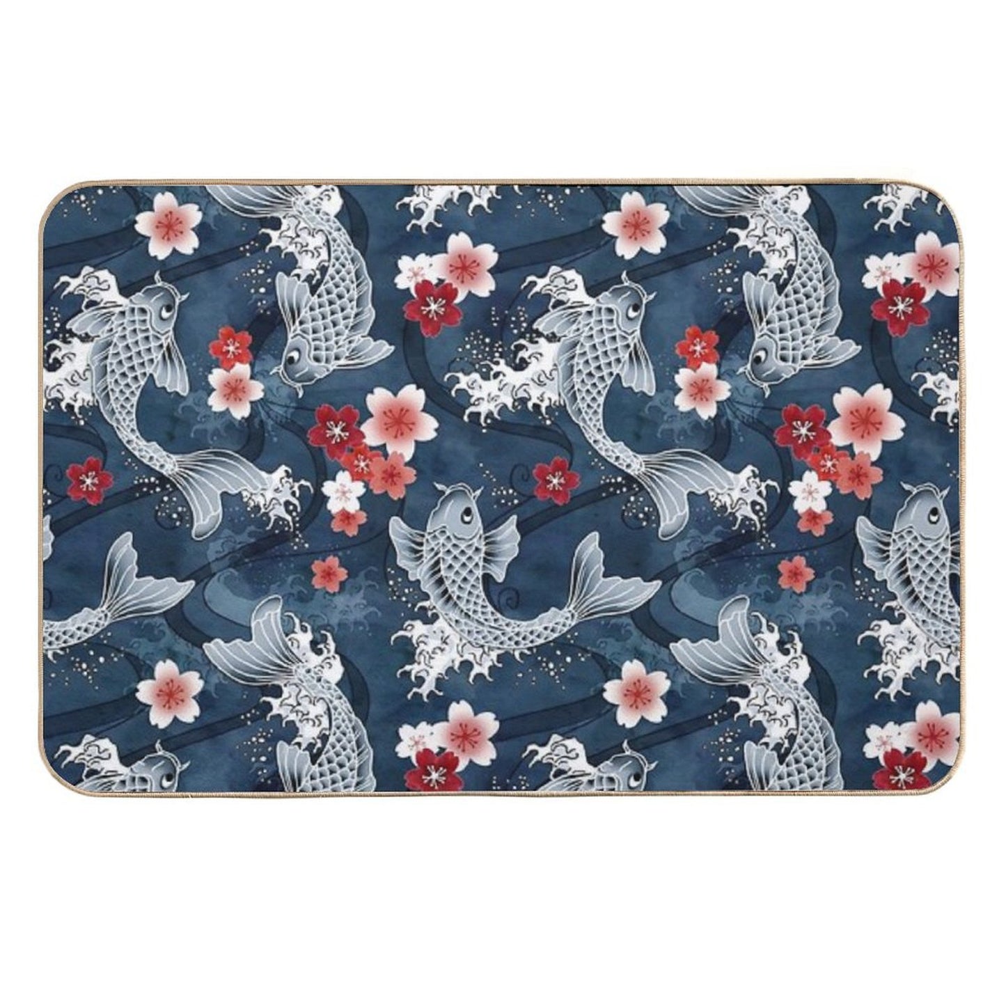 Koi Sakura Blossom in Blue  Versatile Bath Mat