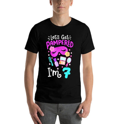 Spa Birthday Party Let&#39;s Get Pampered I&#39;m 7 Girls 7th Bday  Polyester Blend T-Shirt