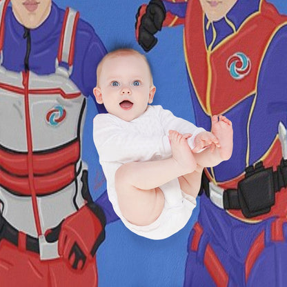 Captain Man And Kid Danger - Heroic Digital Eco-conscious Throw Blanket