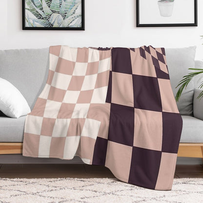 Checkerboard Pattern, Pink, Wavy Easy Care Throw Blanket