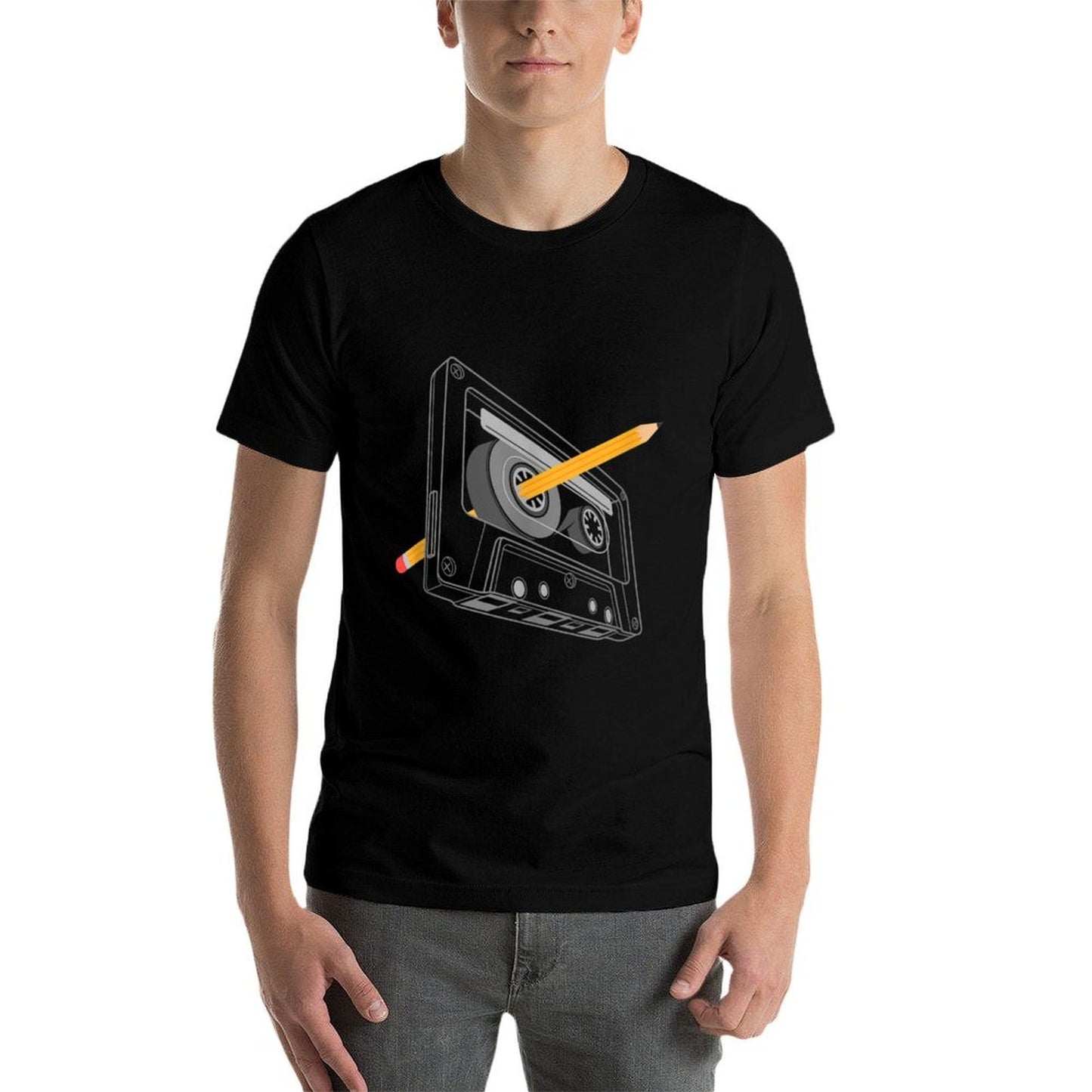 Vintage Rewind Funny 80s 90s Cassette Pencil Gift Men Women  Moisture-wicking T-Shirt