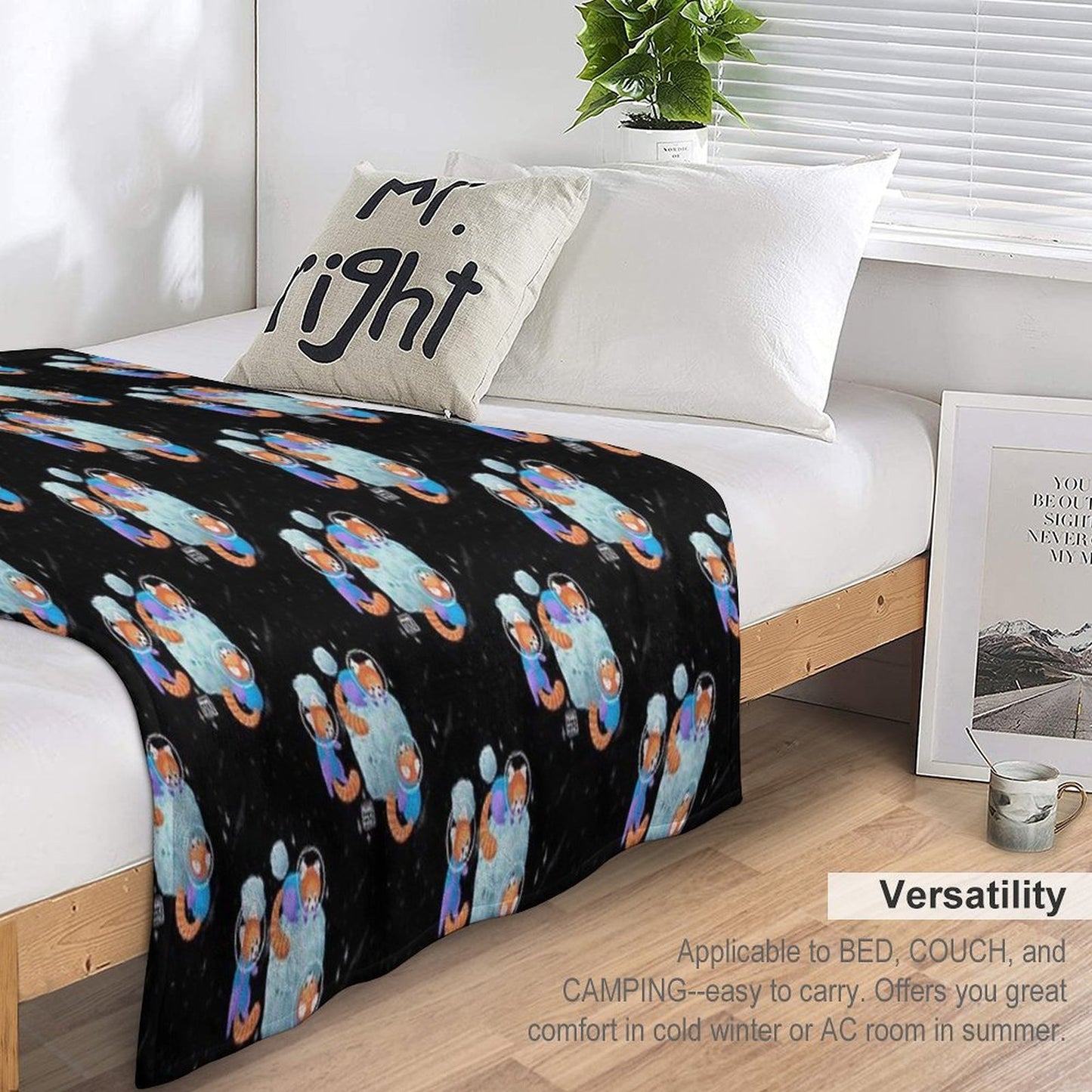 Red Space Pandas Gift-ready Throw Blanket