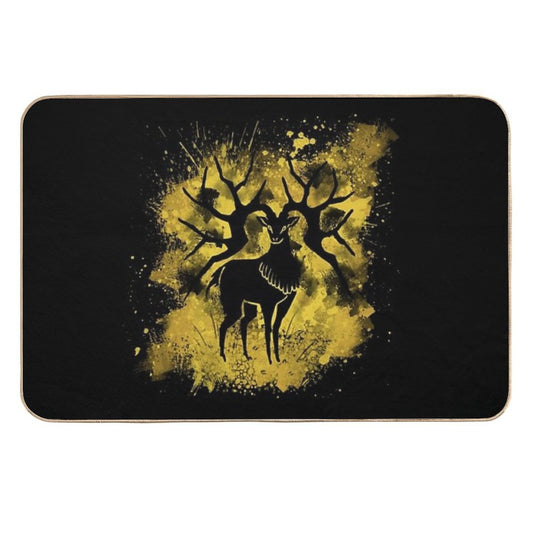 Golden Deer Splatter  Fade-Resistant Bath Mat