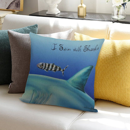 Pilot Fish I Swim with Sharks Soft High-Density Material Throw Pillow