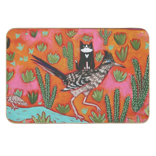 The Roadrunner And Cat Friend  Non-Slip Bath Mat