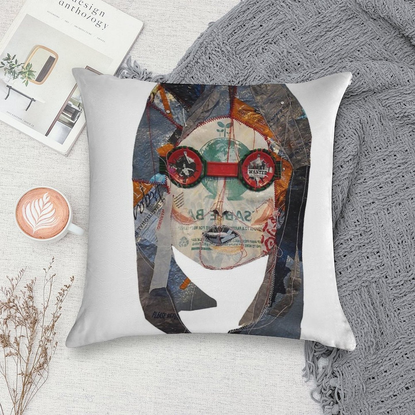 Plastic Bag Portrait, Wanted Superwoman Soft High-Density Material Throw Pillow