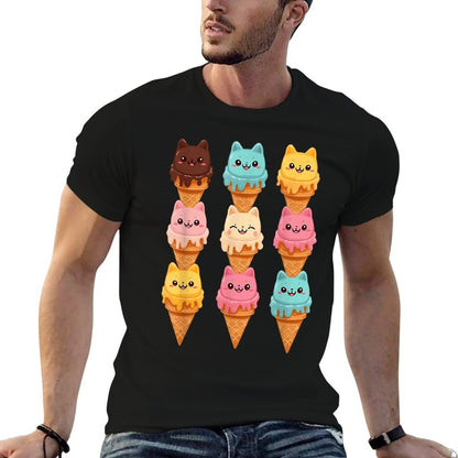 Ice Cream Cats Funny Cat Sweet Gelato Sherbet Kitty Lover  Versatile T-Shirt