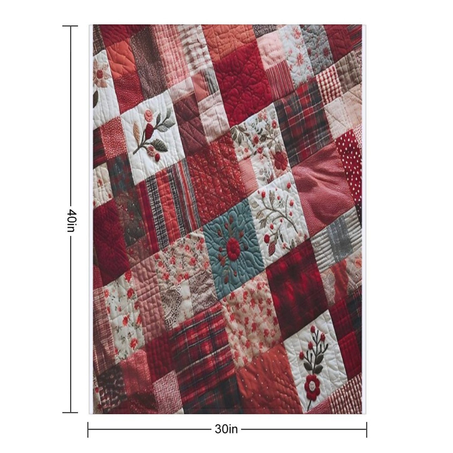 Radiant Red Patchwork Pattern Lightweight Throw Blanket