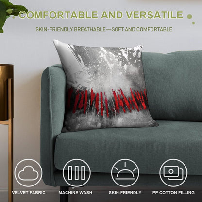 Red Gray Abstract Soft Easy Maintenance Throw Pillow