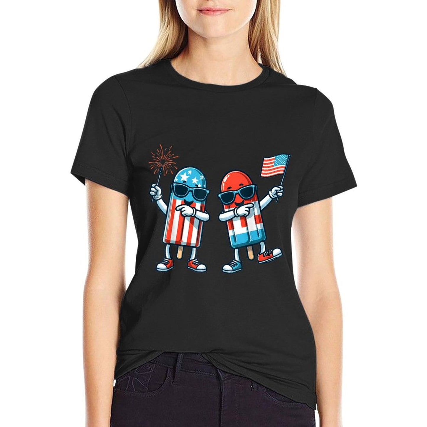 Cute Popsicle American 4th of July Patriotic Summer Boy  Cotton T-Shirt