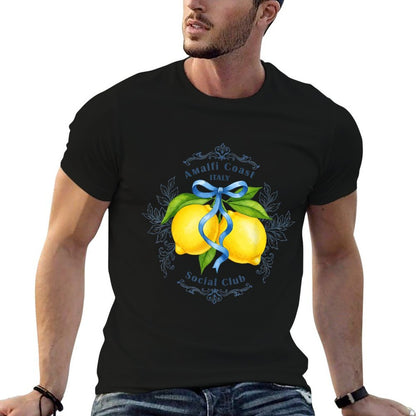 Amalfi Coast Capri Lemons Italian Social Club Women  Rolled Sleeves T-Shirt