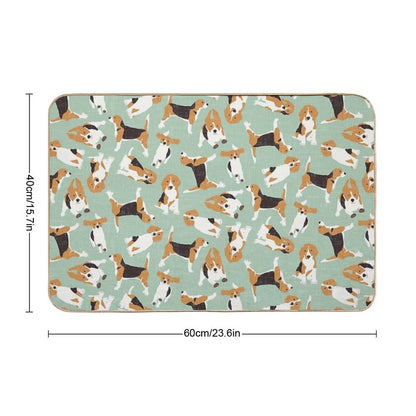 Beagle Scatter Mint  Easy Maintenance Bath Mat