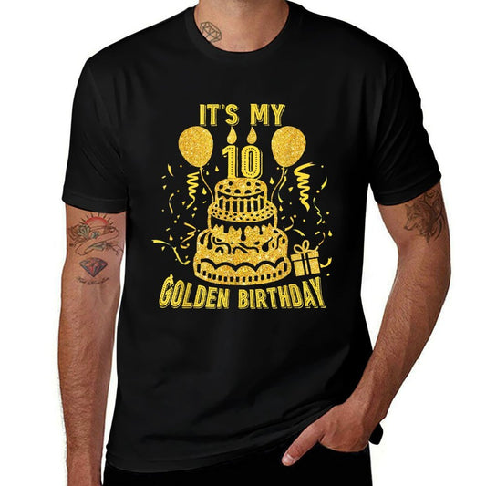 Golden Birthday It's My 10th Birthday  Summer-ready Fabric T-Shirt