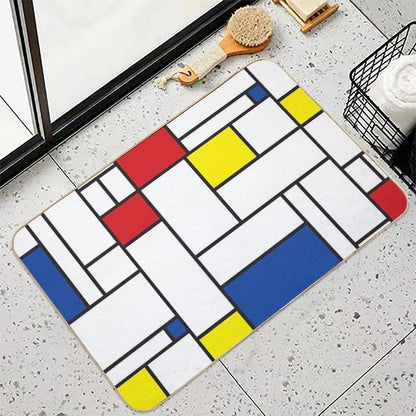 Mondrian Minimalist De Stijl Modern Art II © Fatfatin  Non-Slip Bath Mat