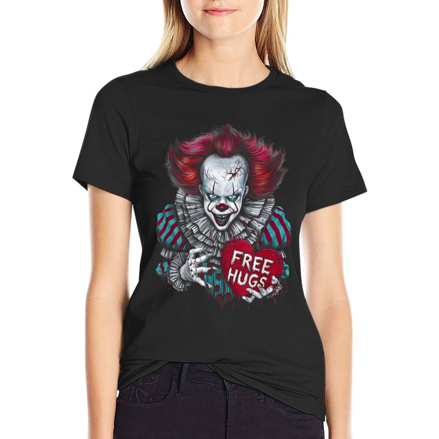 Free A Hugs Scary Clown Valentine Halloween Horror Character  Wrinkle-resistant T-Shirt