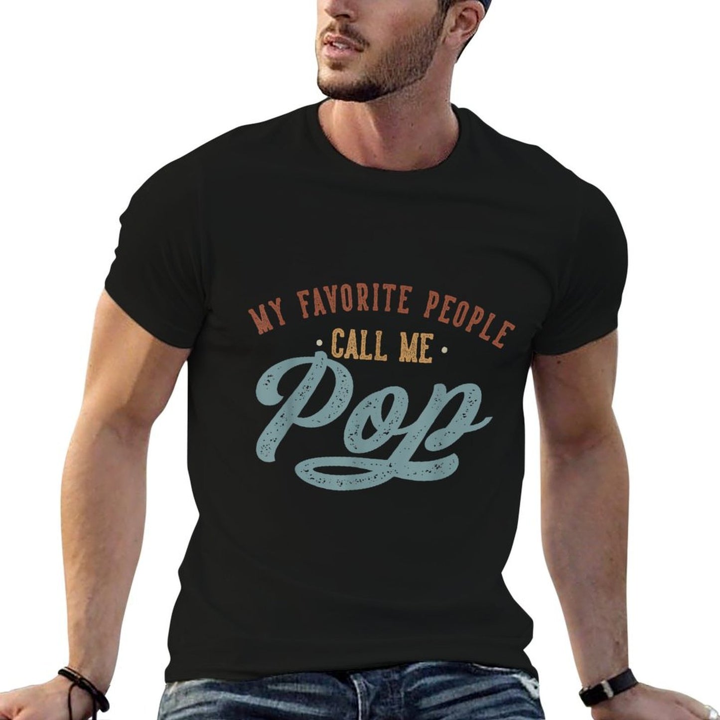 My Favorite People Call Me Pop - Funny Pop Birthday  Heathered Texture T-Shirt