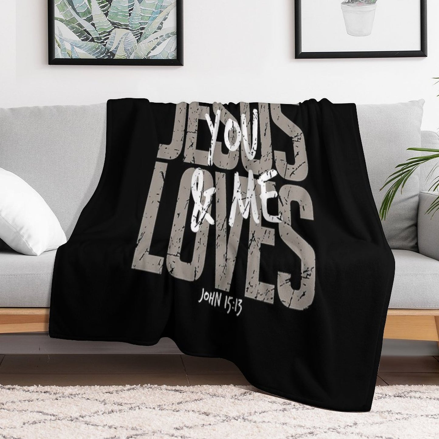 Jesus Loves You, Bible Verse, Christian, Religious, Jesus Sustainable Throw Blanket