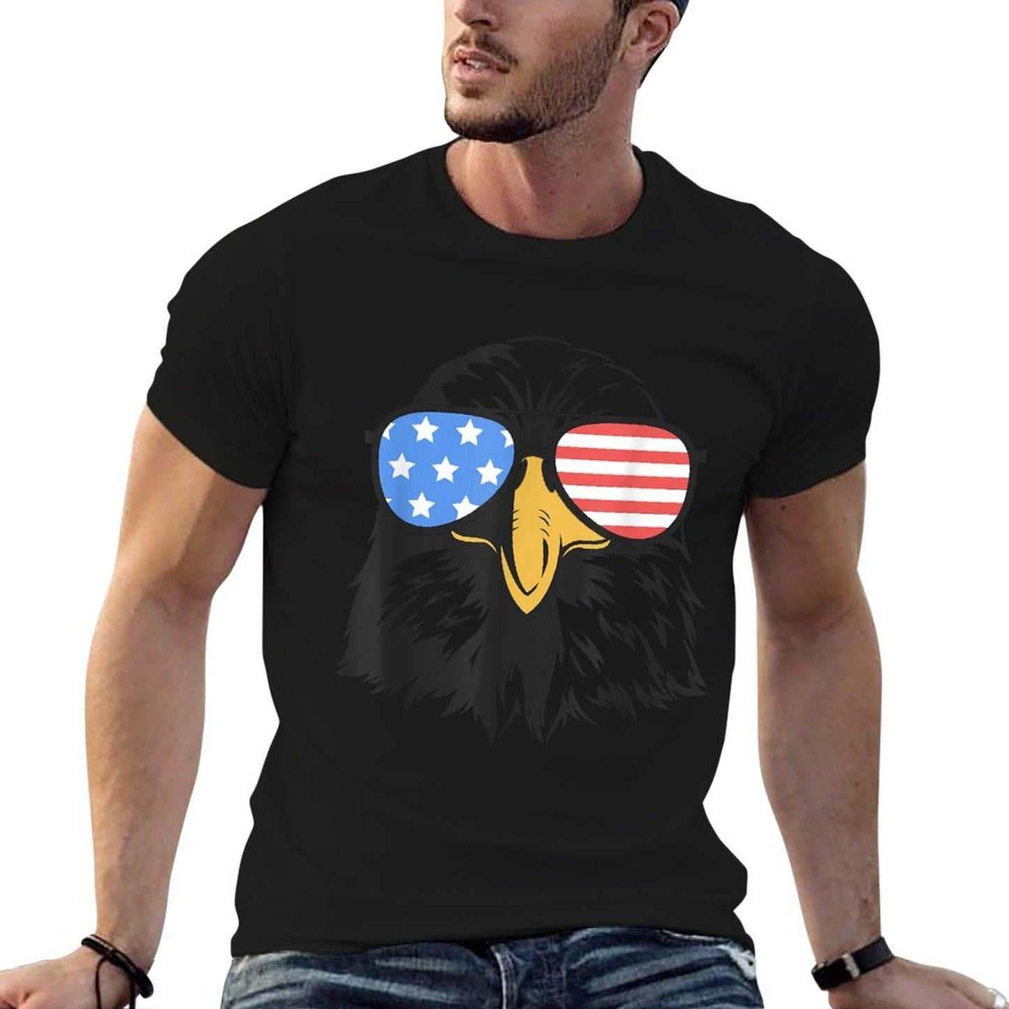 Bald Eagle American Patriotic Sunglasses Happy 4th Of July  Moisture-wicking T-Shirt