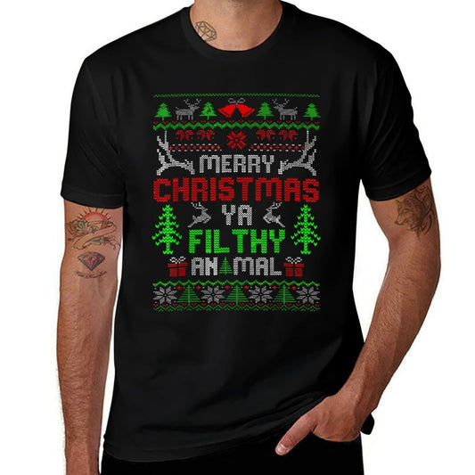 Merry Christmas Animal Filthy Ya Xmas Pajama  Ribbed Collar T-Shirt