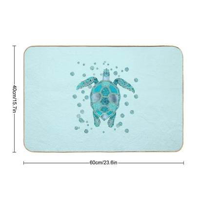 Glamour Aqua Turquoise Turtle Underwater Scenery Durable Bath Mat