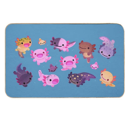 Happy Axolotl - Blue  Repositionable Bath Mat