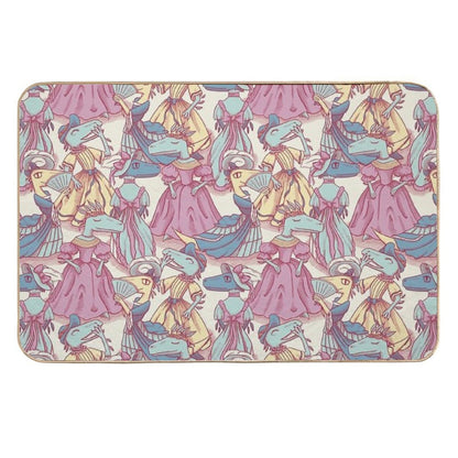 Victorian Velociraptor Fashion Plates Durable Bath Mat