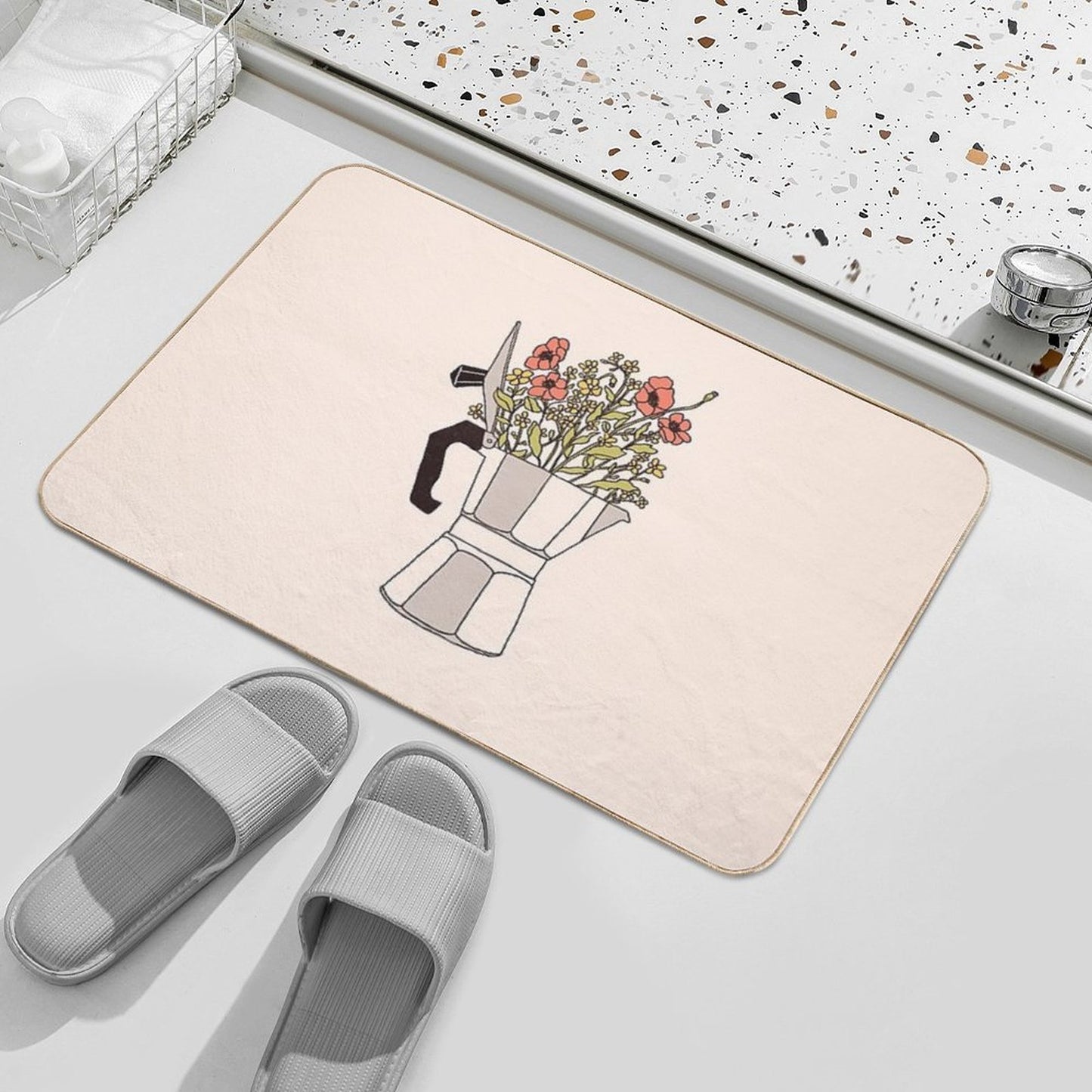 Moka Flowers  Versatile Bath Mat
