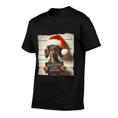 Funny Dachshund Christmas Dear Santa I Can Explain Weiner  Tagless Design T-Shirt