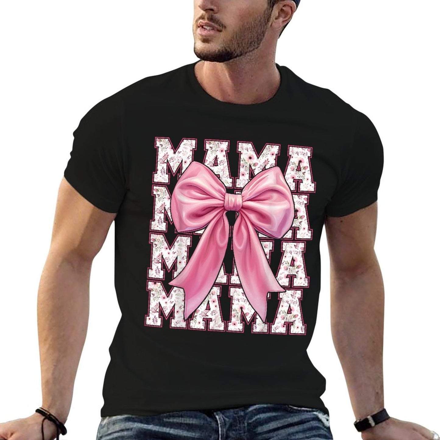 Mama Coquette Pink Bow Floral Mothers Day For Mom  Durable T-Shirt