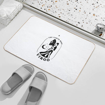 Virgo Simple Black Art  Long-Lasting Bath Mat