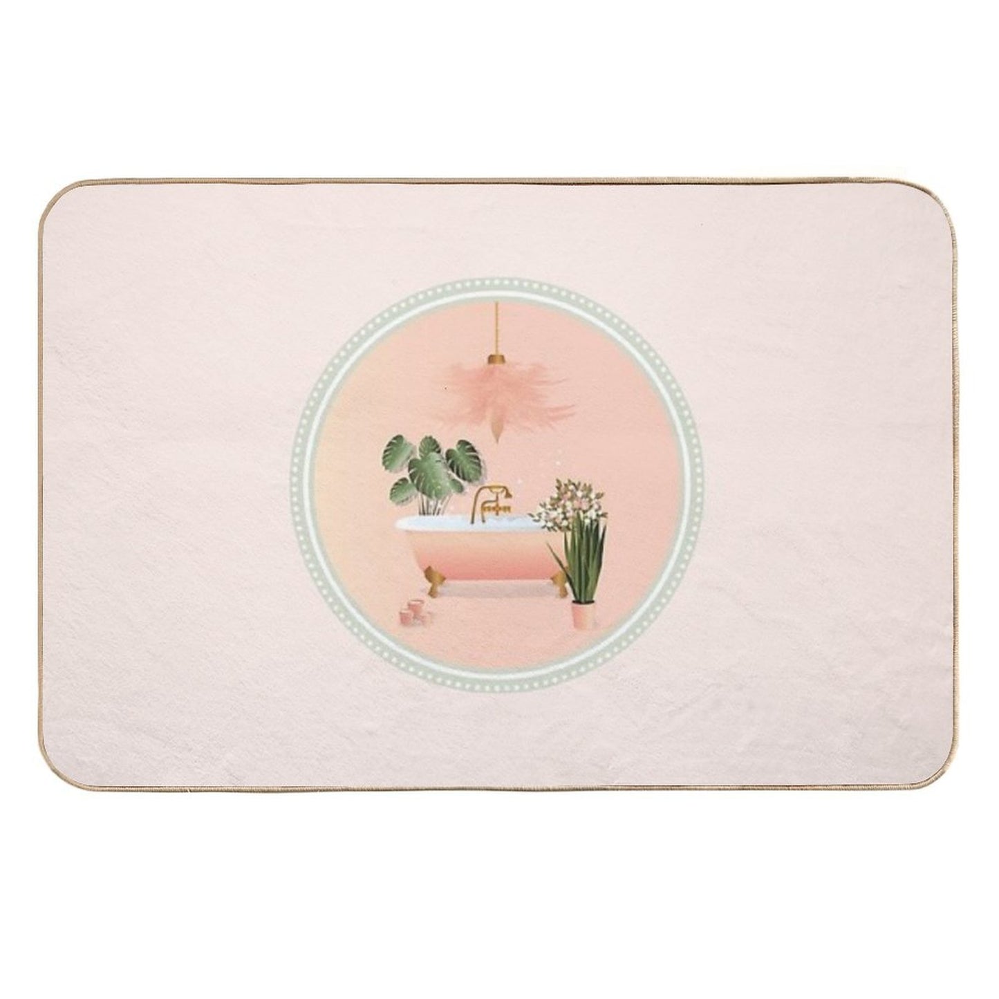 Pastel Pink & Green Bathroom  Bubble Bath  Pet-Safe Bath Mat