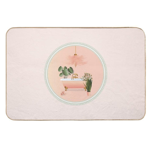 Pastel Pink & Green Bathroom  Bubble Bath  Pet-Safe Bath Mat