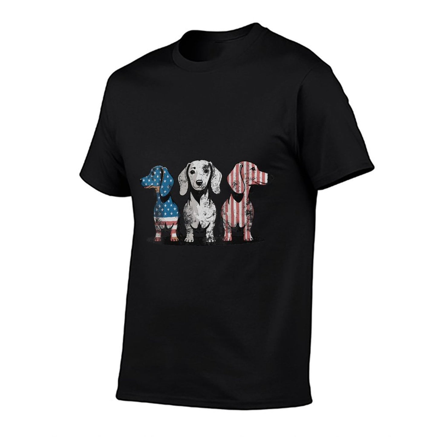 Womens Patriotic Dachshund Dog USA Sunglasses 4th of July  Relaxed-fit T-Shirt