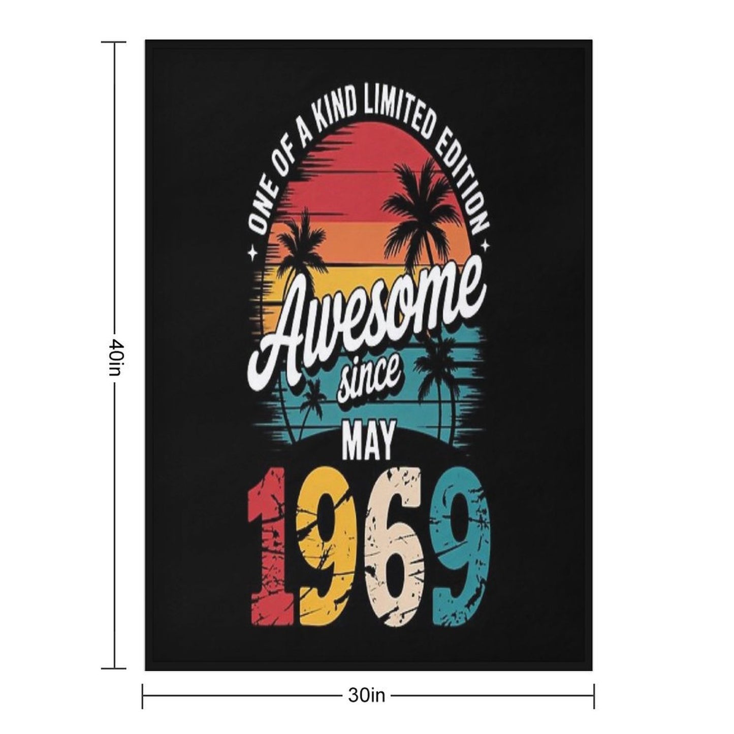 56 Years Old Vintage May 1969 56th Birthday Machine-washable Throw Blanket