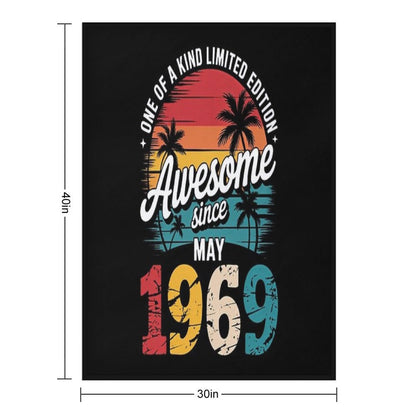 56 Years Old Vintage May 1969 56th Birthday Machine-washable Throw Blanket