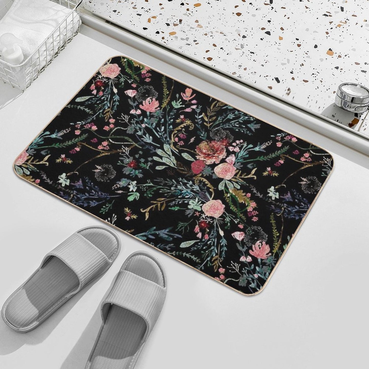 Midnight Floral  Stain-Proof Bath Mat