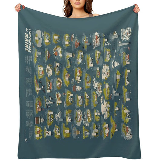 Lighthouses of Maine Gift-ready Throw Blanket
