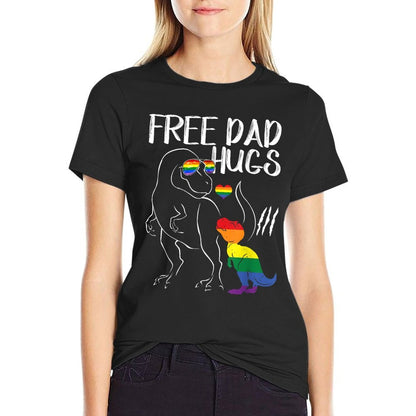 Free Dad Hugs LGBT Pride Dad Dinosaur Rex Gift  Breathable T-Shirt