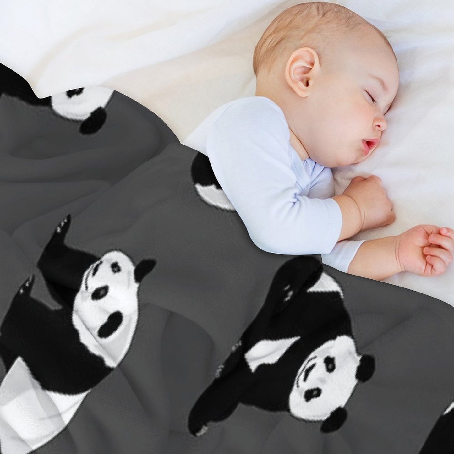 Pandas on Grey Versatility Throw Blanket