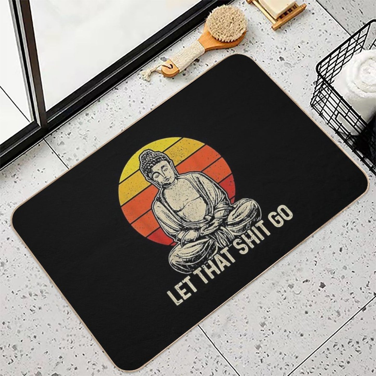 Buddha Meditation Let That Shit Go  Rapid-Drying Bath Mat