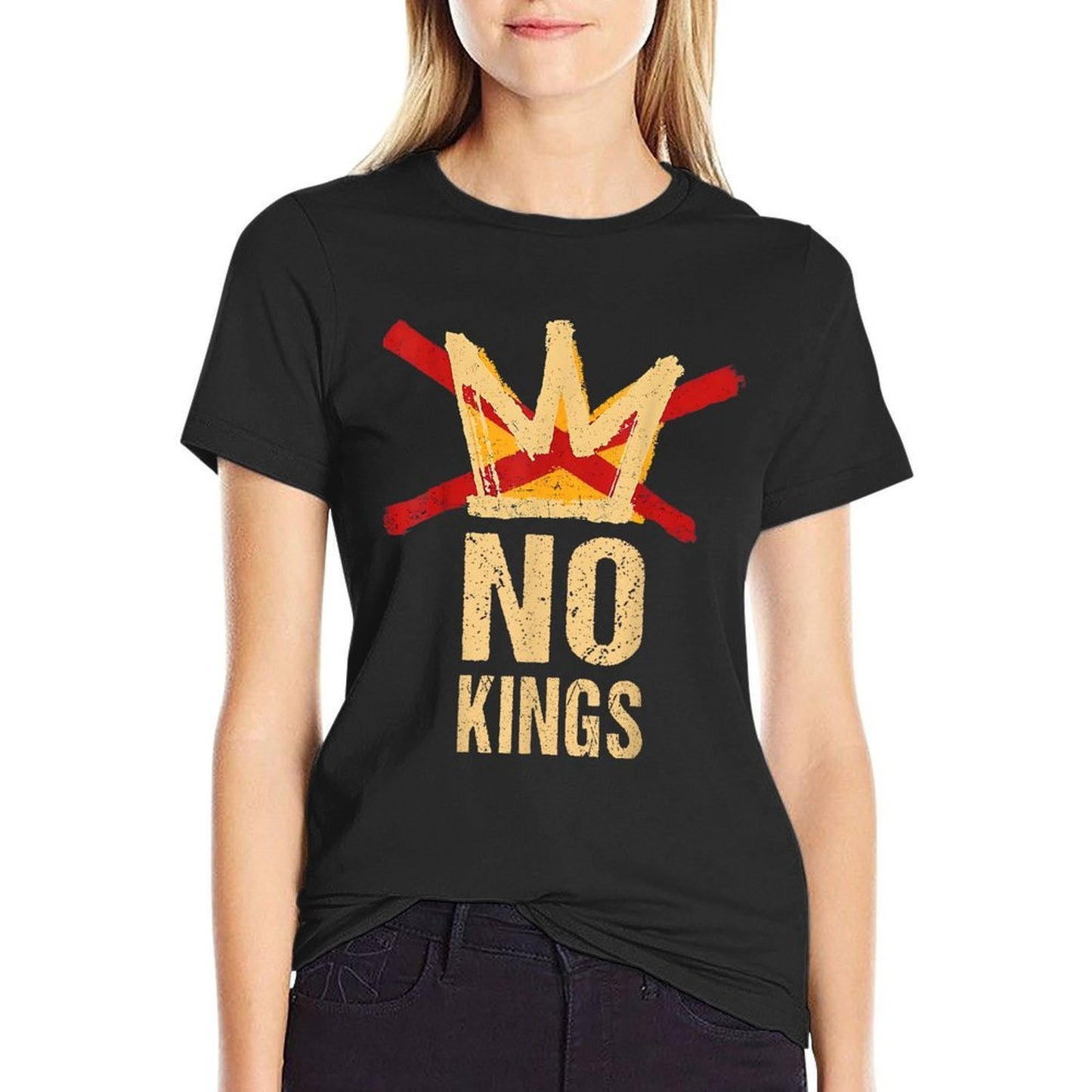 No Kings In America Pro Democracy Protest Men Women  Vintage-inspired T-Shirt