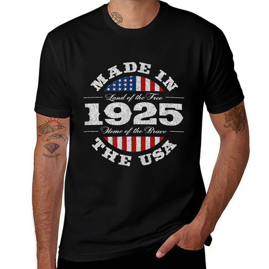 100 Year Old American USA 1925 100th Birthday  Rolled Sleeves T-Shirt