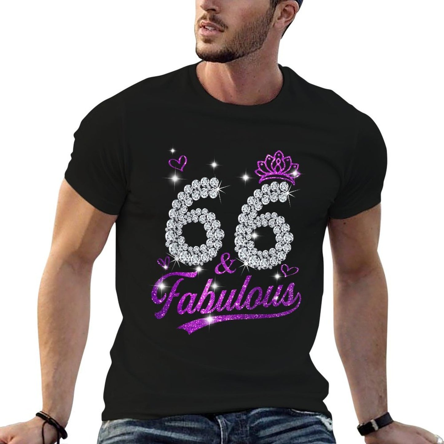 66 & Fabulous 66 Year Old 66th Birthday Diamond Crown Pink  Eco-friendly Material T-Shirt
