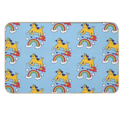 Dog Flying On A Skateboard  Pet-Safe Bath Mat