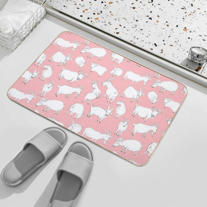 Goats Playing – Pink  Toxin-Free Bath Mat