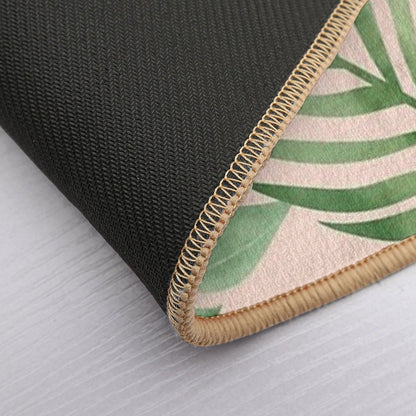 Wild Tropical Hawaiian Leaves And Flowers Pattern  Repositionable Bath Mat