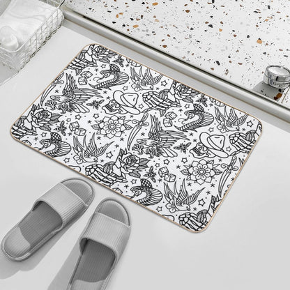 American Traditional Tattoo Flash Print Variant Durable Bath Mat